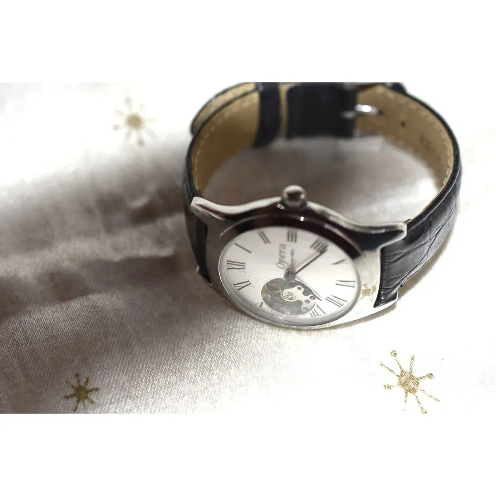 Vtg. Rare Opera Since 1903 Manual Winding Mechanical Open Heart Glass Back Watch